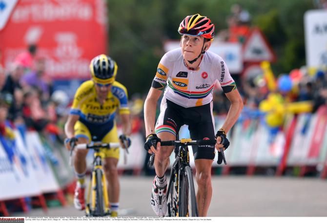 Louis Meintjes (MTN-Qhubeka) checks his finishing time