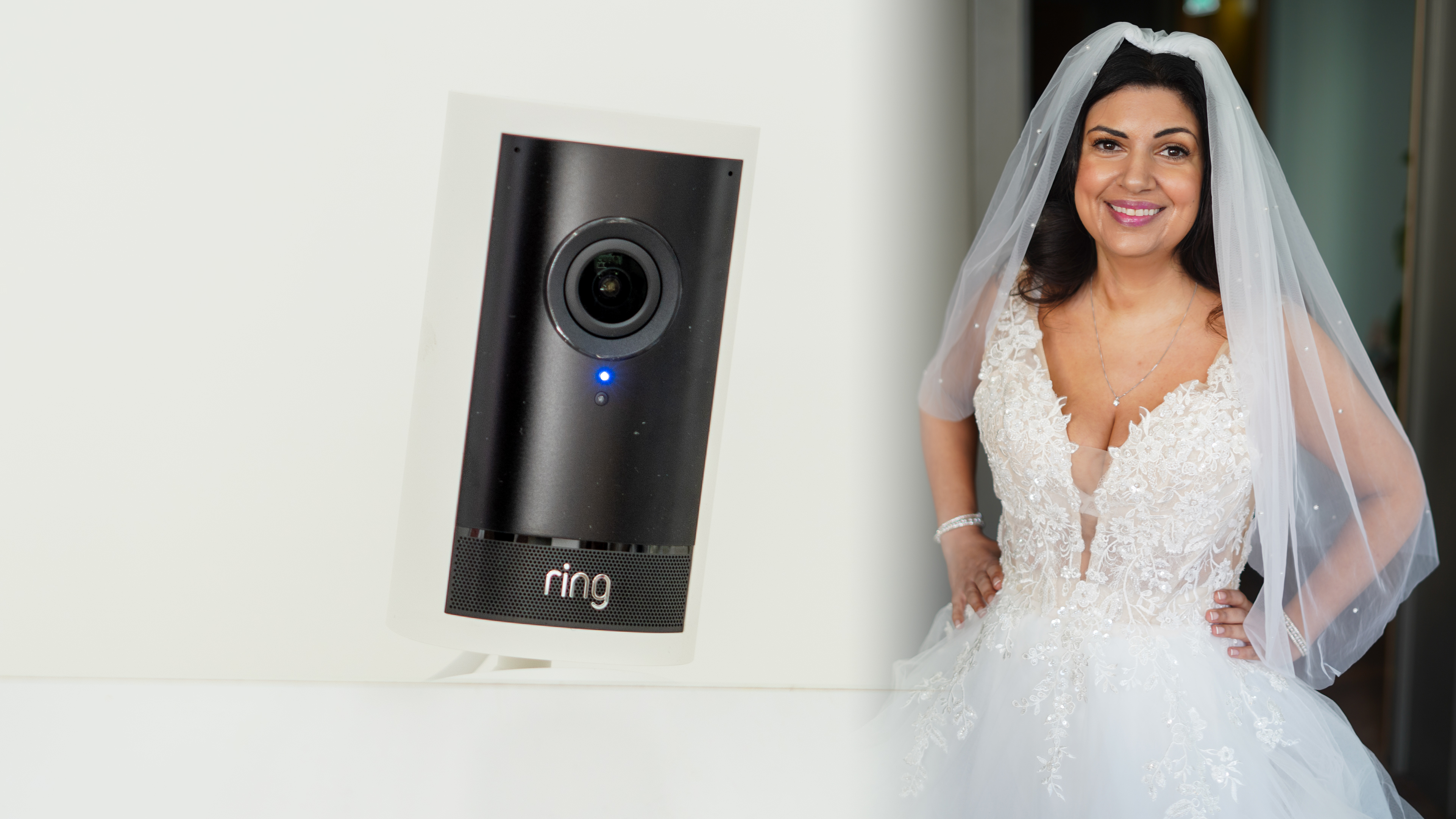 Ring Camera and Ariane Sherine Juniper in wedding dress