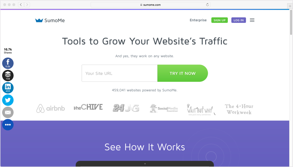 SumoMe is a suite of free tools that help grow traffic and build email lists