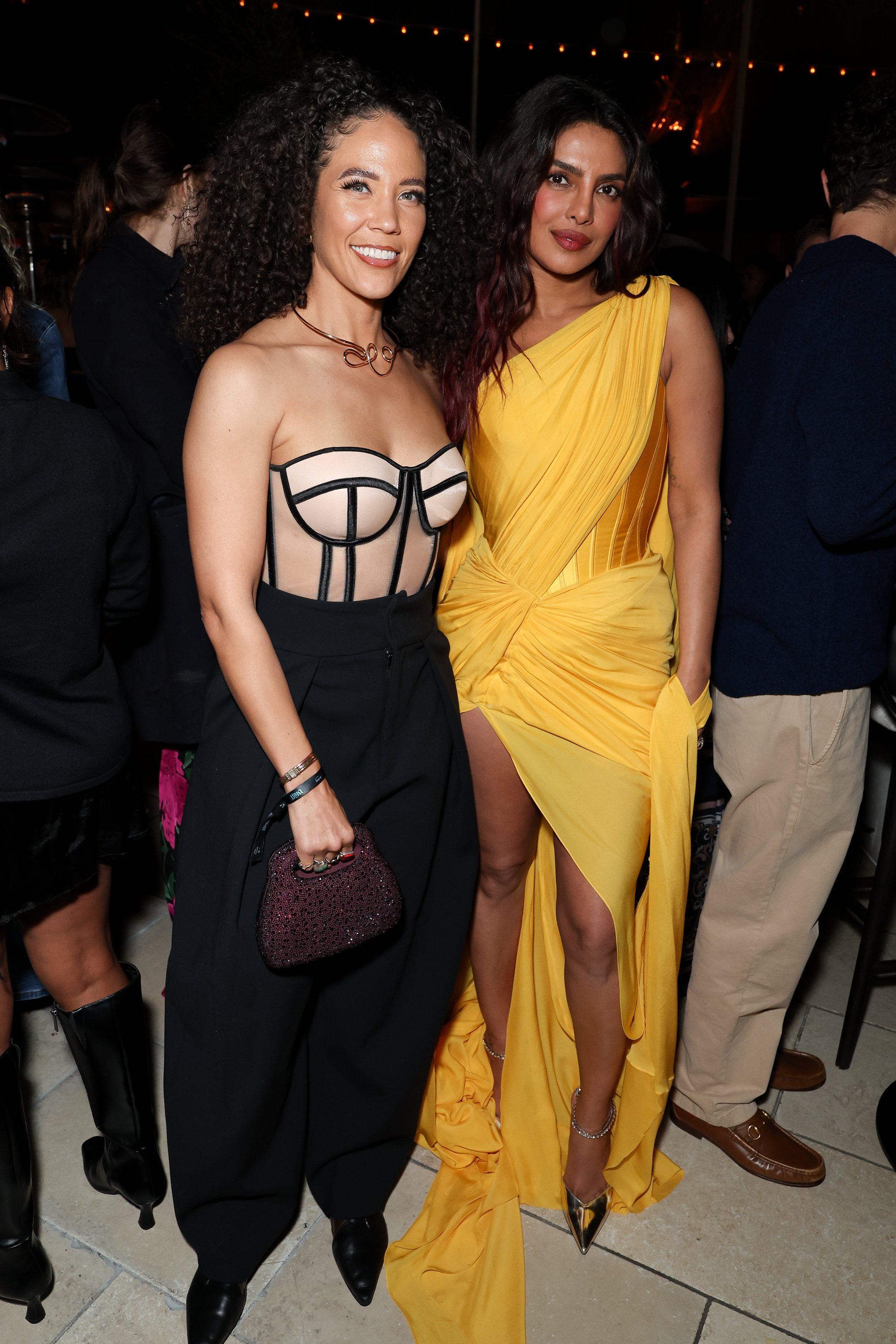 Priyanka Chopra attended an after party for The Bluff in a yellow corset dress