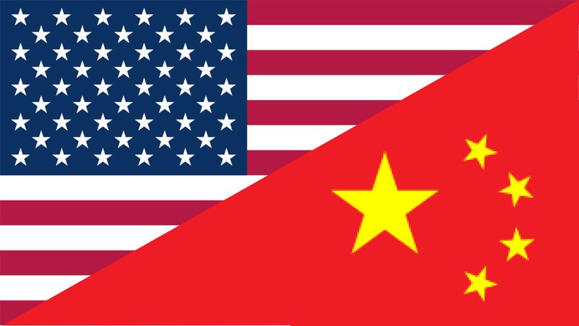Flag of America and flag of China