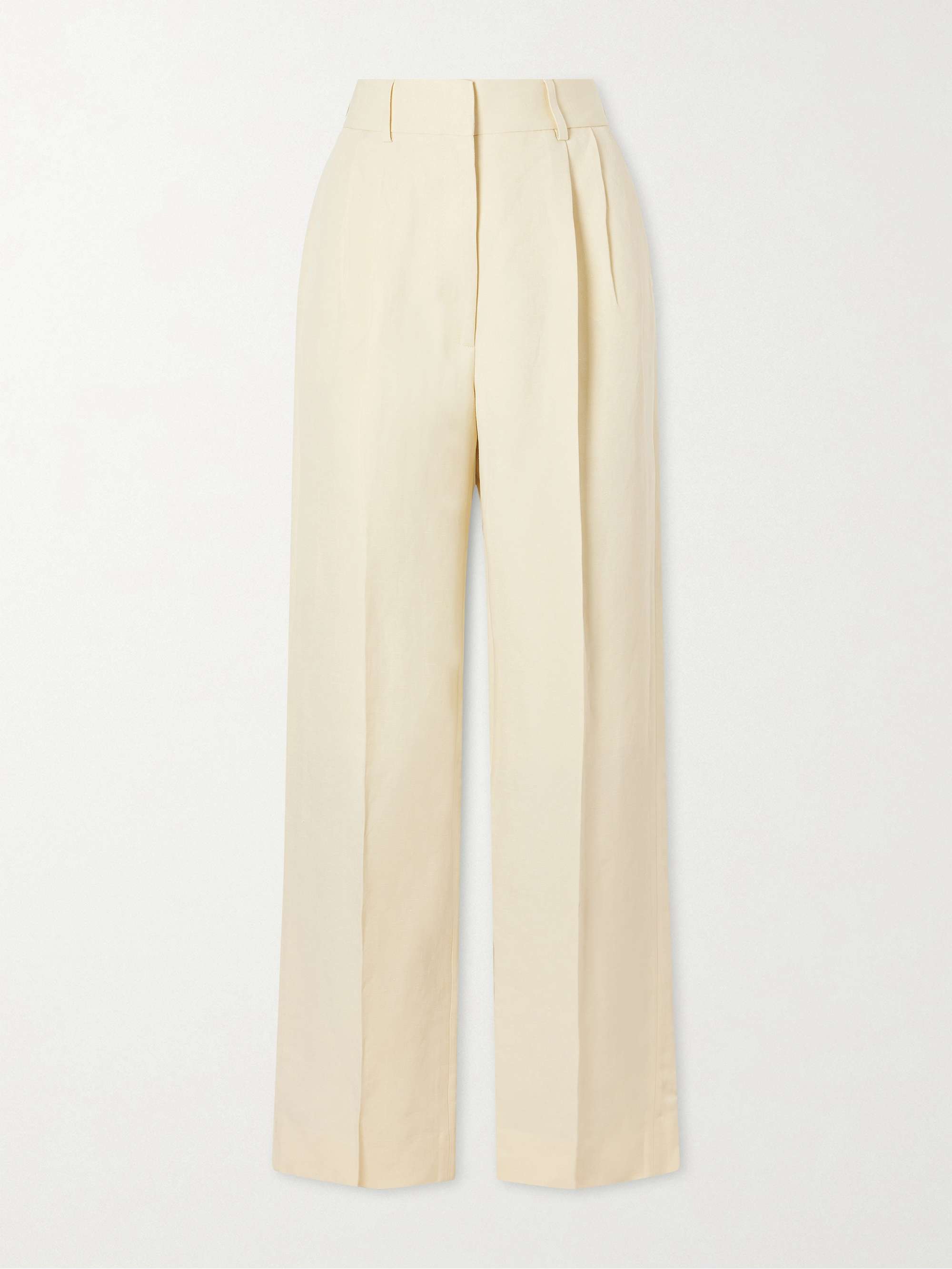 Savannah Pleated Linen and Silk-Blend Straight-Leg Pants