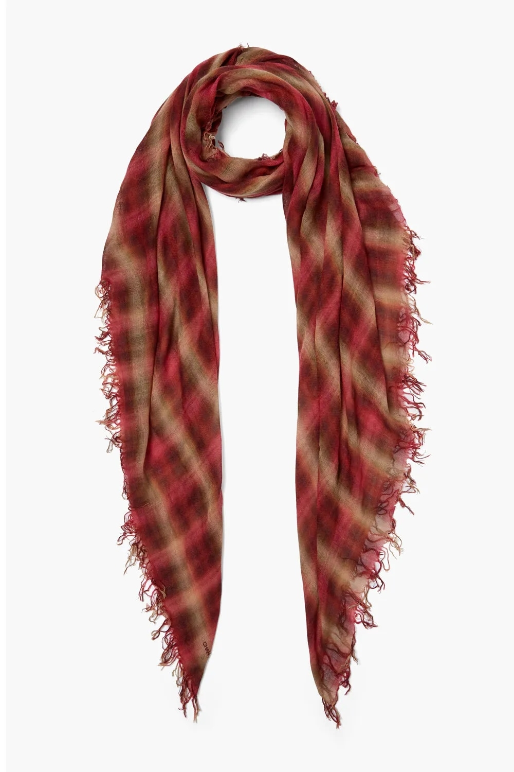 Chan Luu, Cashmere and Silk Scarf Savvy Red Sapphire Plaid
