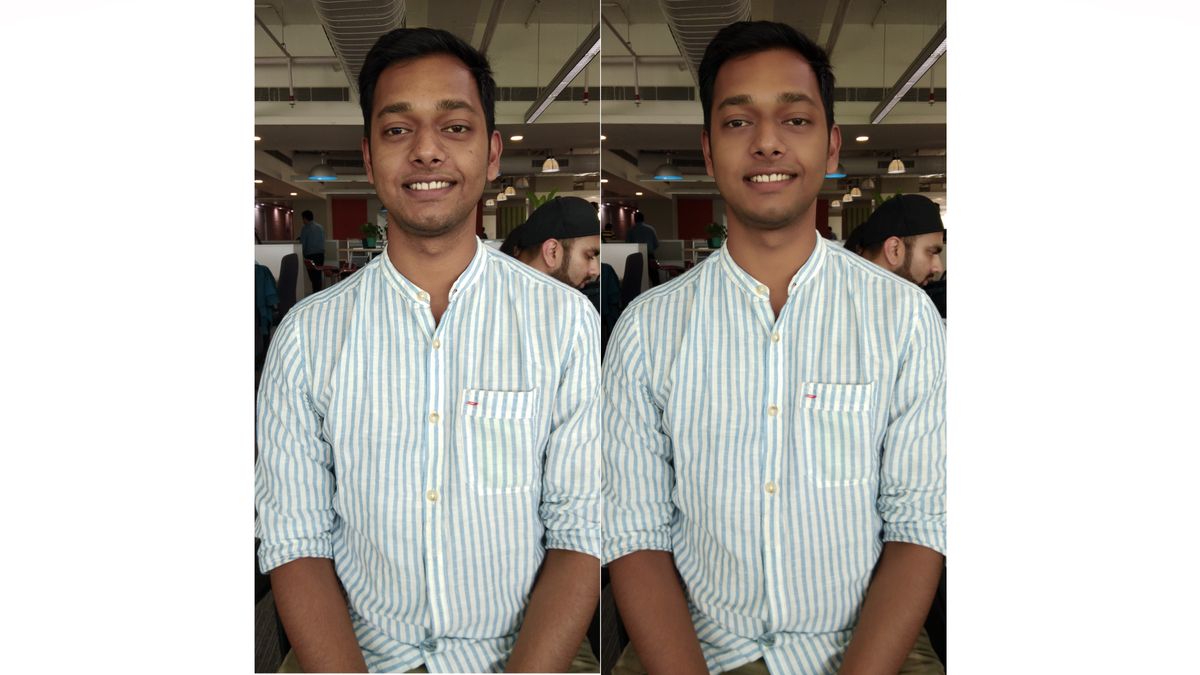 Portrait without AI (left), Portrait with AI (right)