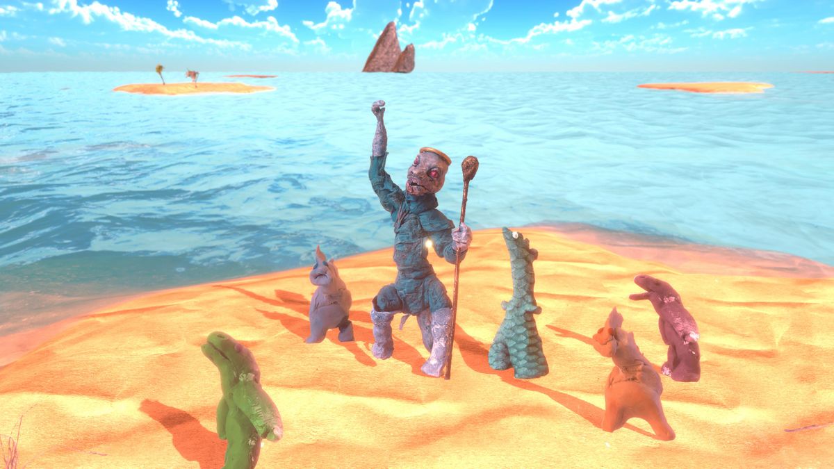 Monsters congregating on a beach
