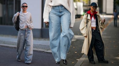 women wearing barrel jeans 