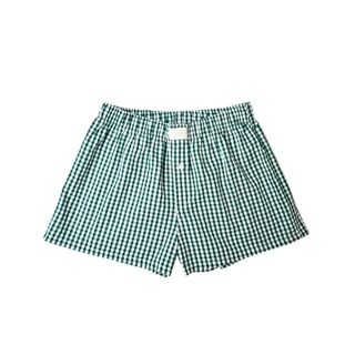 Women's Y2k Lounge Shorts Plaid Print Elastic Shorts Low Waist Button Front Pajama Bottoms Cute Boxer Shorts Sleepwear (green, M)