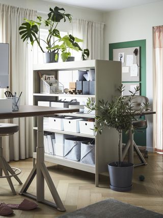 Ikea IDÅSEN shelf unit in a home office