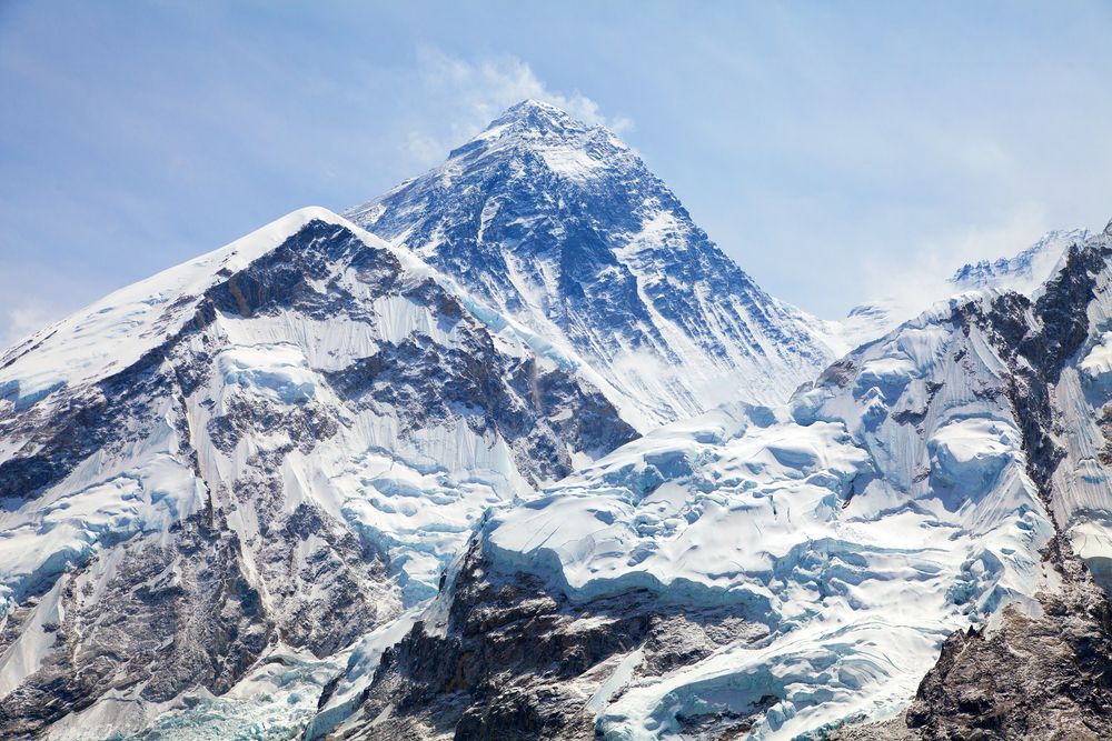 View of top of Mount Everest from Kala Patthar way to mount Everest base camp, Everest area, khumbu valley - Nepal.