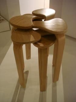 Orchid stacking stool made from bent ply white ash