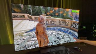 A photo of Nvidia's Zorah graphics demo running a large gaming monitor