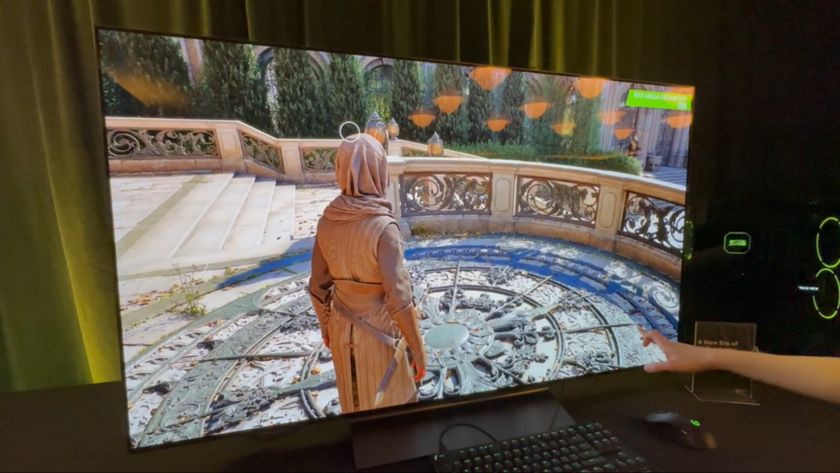 A photo of Nvidia&#039;s Zorah graphics demo running a large gaming monitor