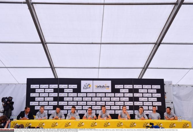 The full nine-man Omega Pharma-Quick Step team