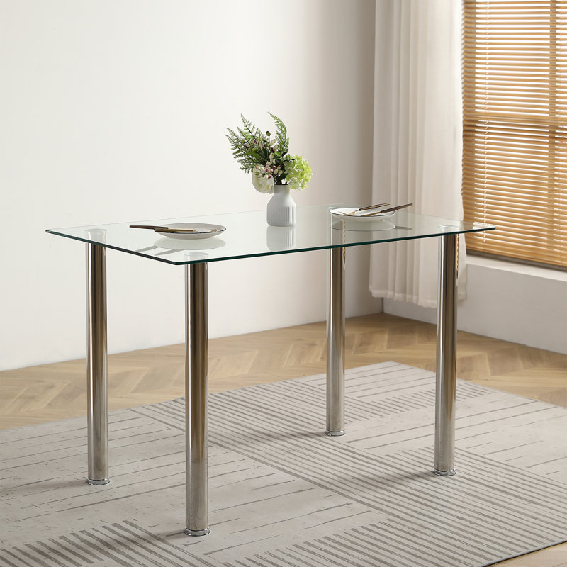 Wade Logan&amp;reg; Brycen Glass Dining Table &amp;amp; Reviews | Wayfair