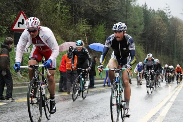 Eduard Vorganov (Katusha Team) and Johnny Hoogerland (Vacansoleil-DCM Pro Cycling Team)