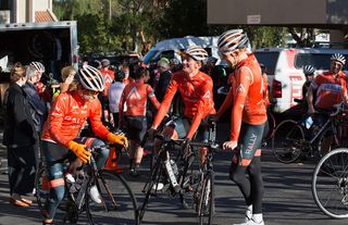 Carpenter, McNulty, Britton at the Rally Cycling team camp in California