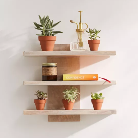 wooden 3-shelf wall bookshelf