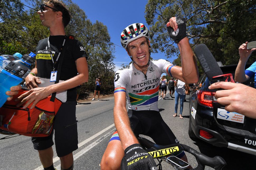 Mitchelton-Scott&#039;s Daryl Impey celebrates winning the 2019 Tour Down Under