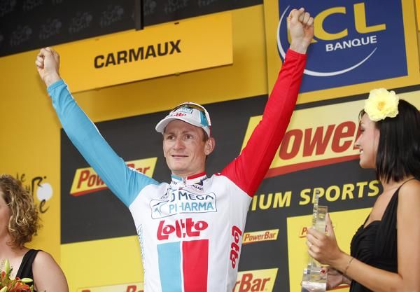 Andre Greipel (Omega Pharma - Lotto) has gone from teddy bear to grizzly to get his Tour stage win