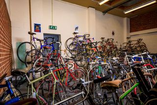 A huge selection of vintage bikes stored at Golden Age Cycles in Oxford