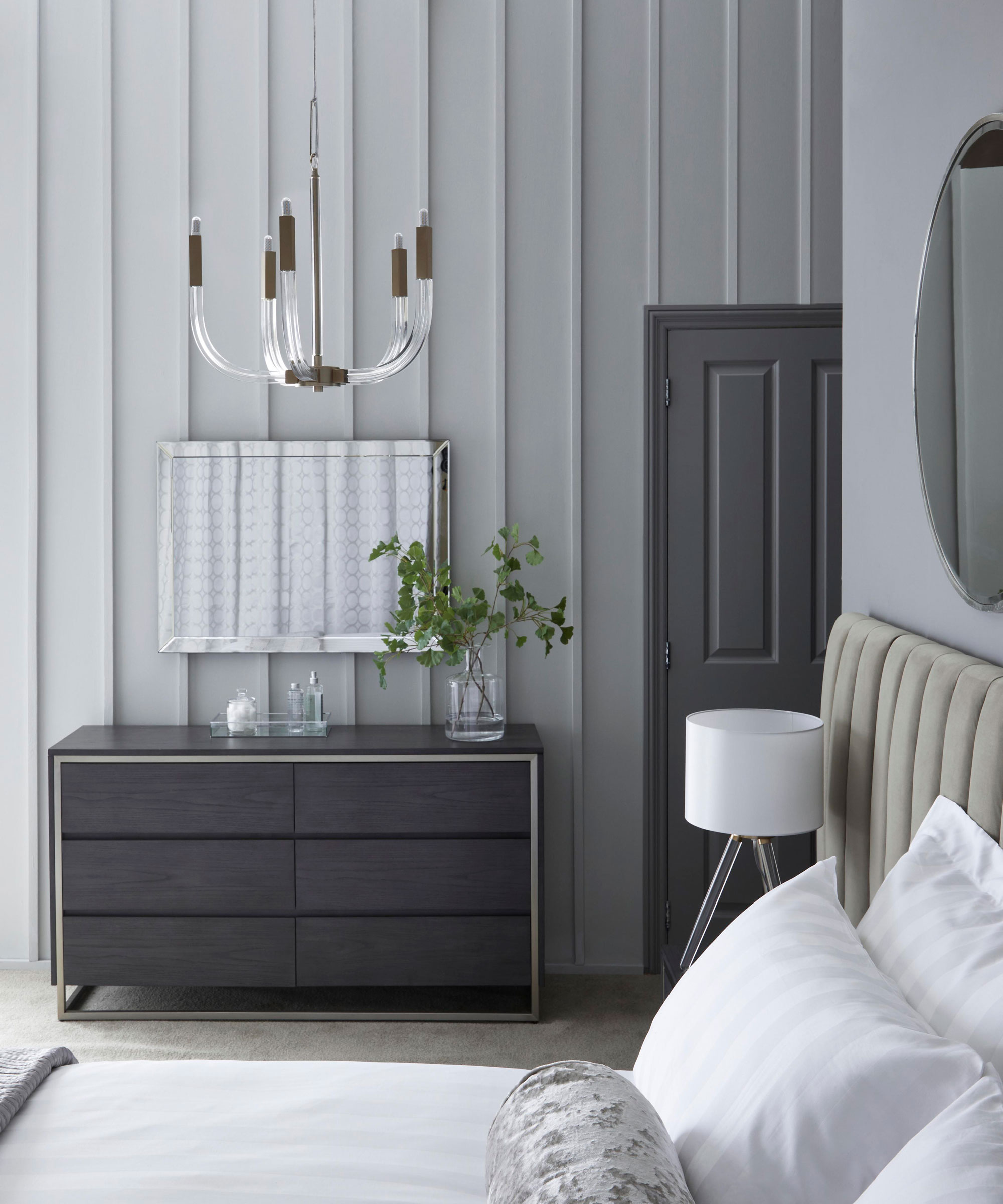 Boutique hotel style grey bedroom