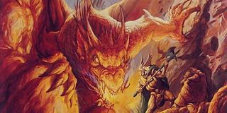 warrior faces dragon Dungeons & Dragons