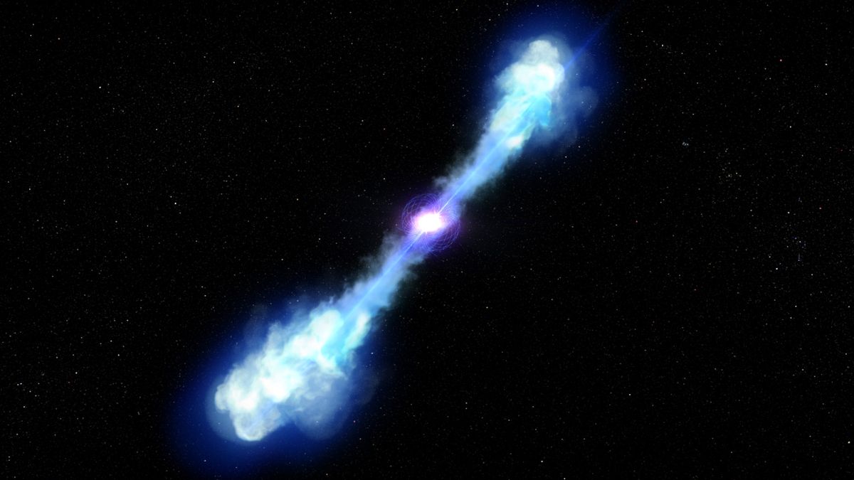 An artist&#039;s depiction of a brief but incredibly bright gamma-ray burst.