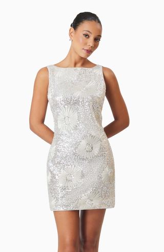 Caledonia Floral Embroidered Sequin Shift Dress