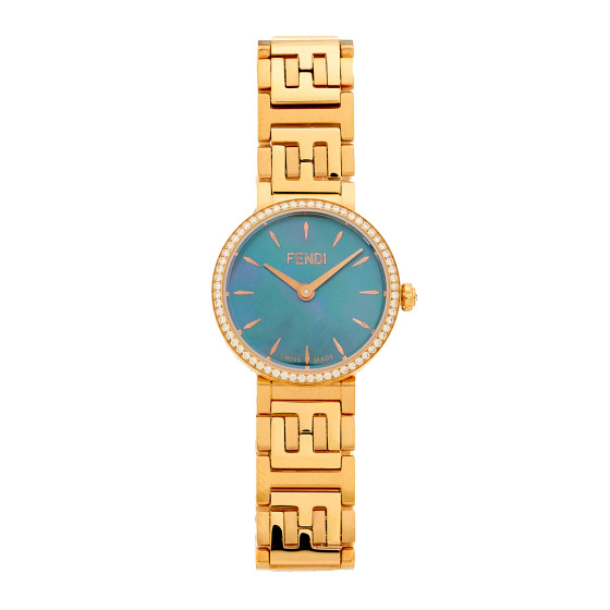 Fendi Stainless Steel Diamond Bezel Blue Mother of Pearl 19mm Fendi Forever Quartz Watch