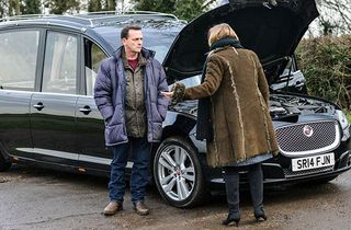 Programme Name: EastEnders - TX: n/a - Episode: n/a (No. n/a) - Picture Shows: BEHIND THE SCENES with PERRY FENWICK and SAMANTHA WOMACK. Ronnie Mitchell (SAMANTHA WOMACK), Billy Mitchell (PERRY FENWICK) - (C) BBC - Photographer: Kieron McCarron