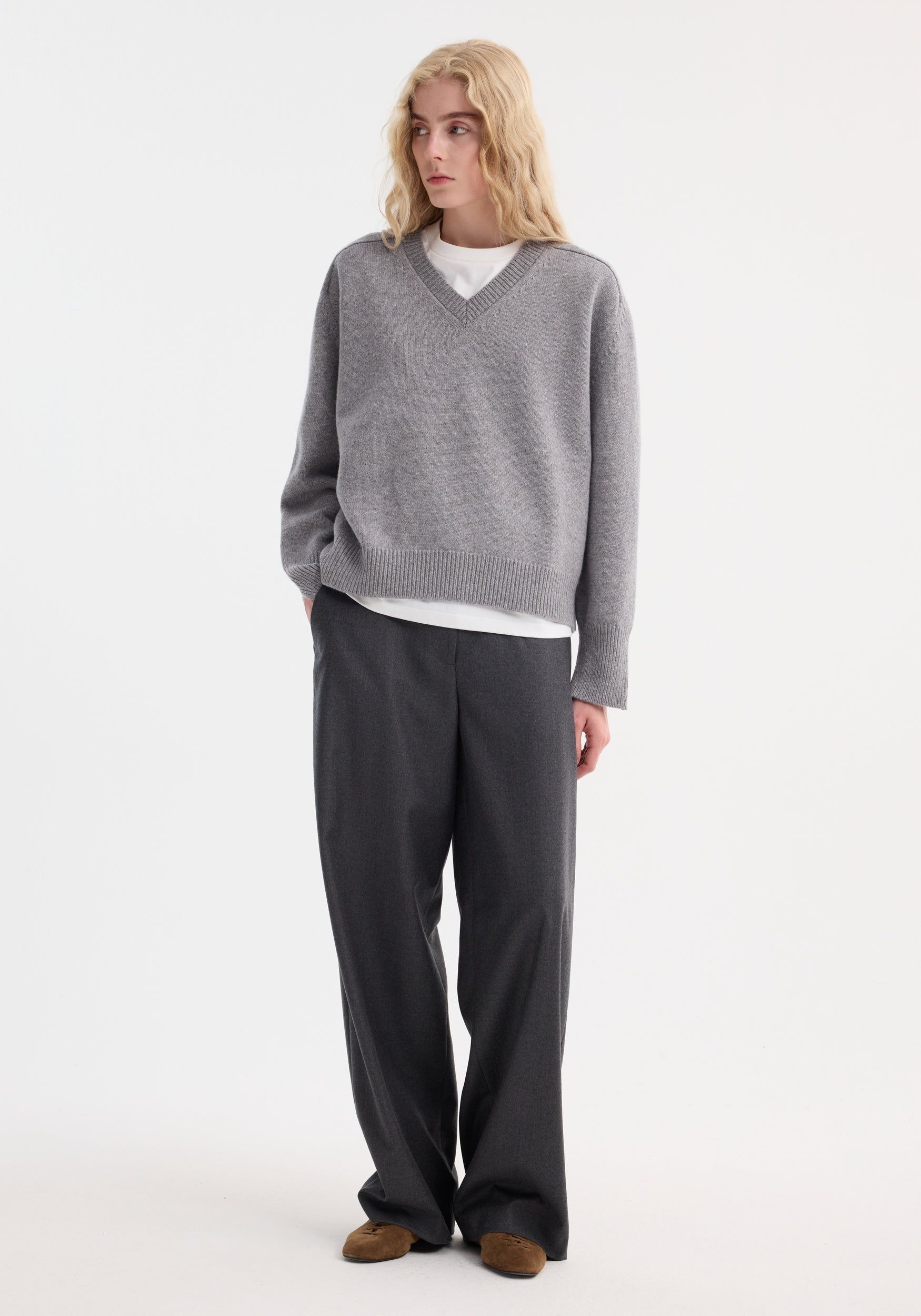 Sleeve Wrap Jumper | Mid Grey Melange
