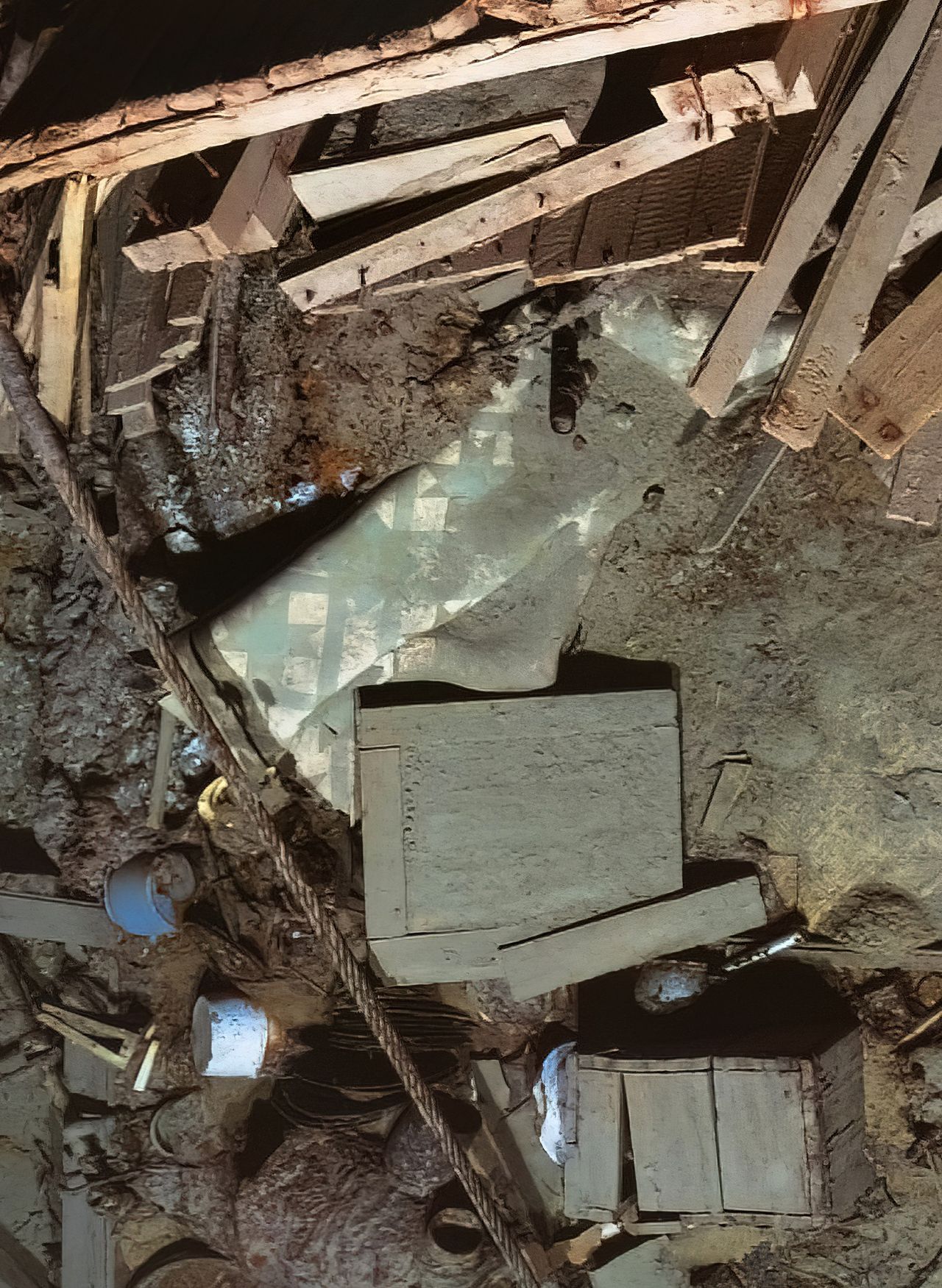 Details of the Endurance shipwreck shows the star-patterned linoleum floor.