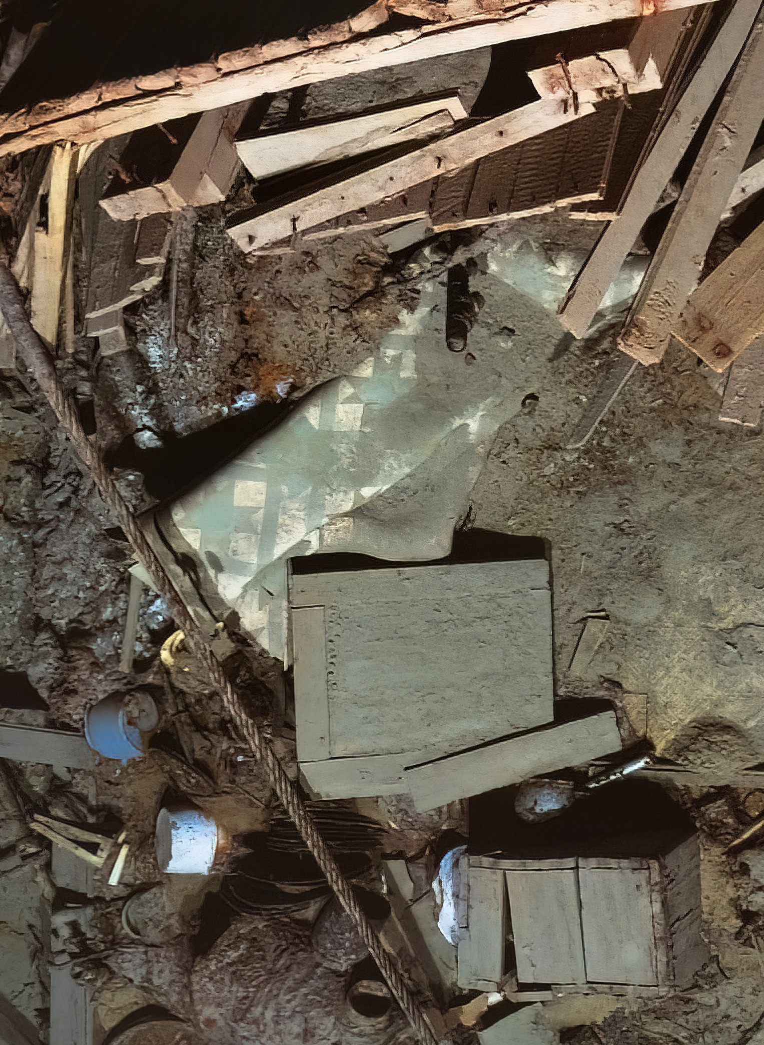 Details of the Endurance shipwreck shows the star-patterned linoleum floor. 