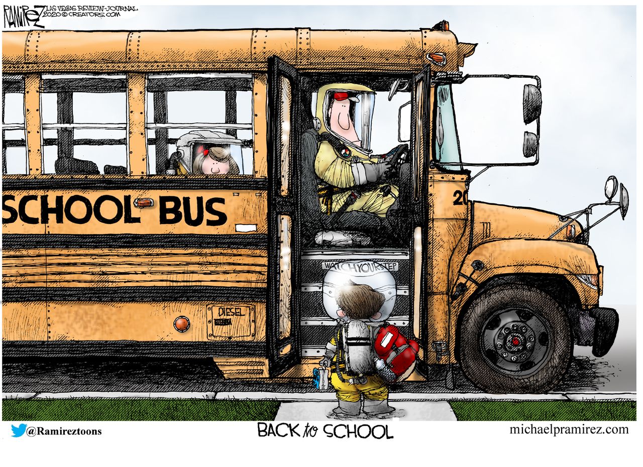 Editorial Cartoon U.S. school coronavirus