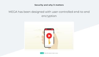 MEGA's webpage promoting its end-to-end encryption
