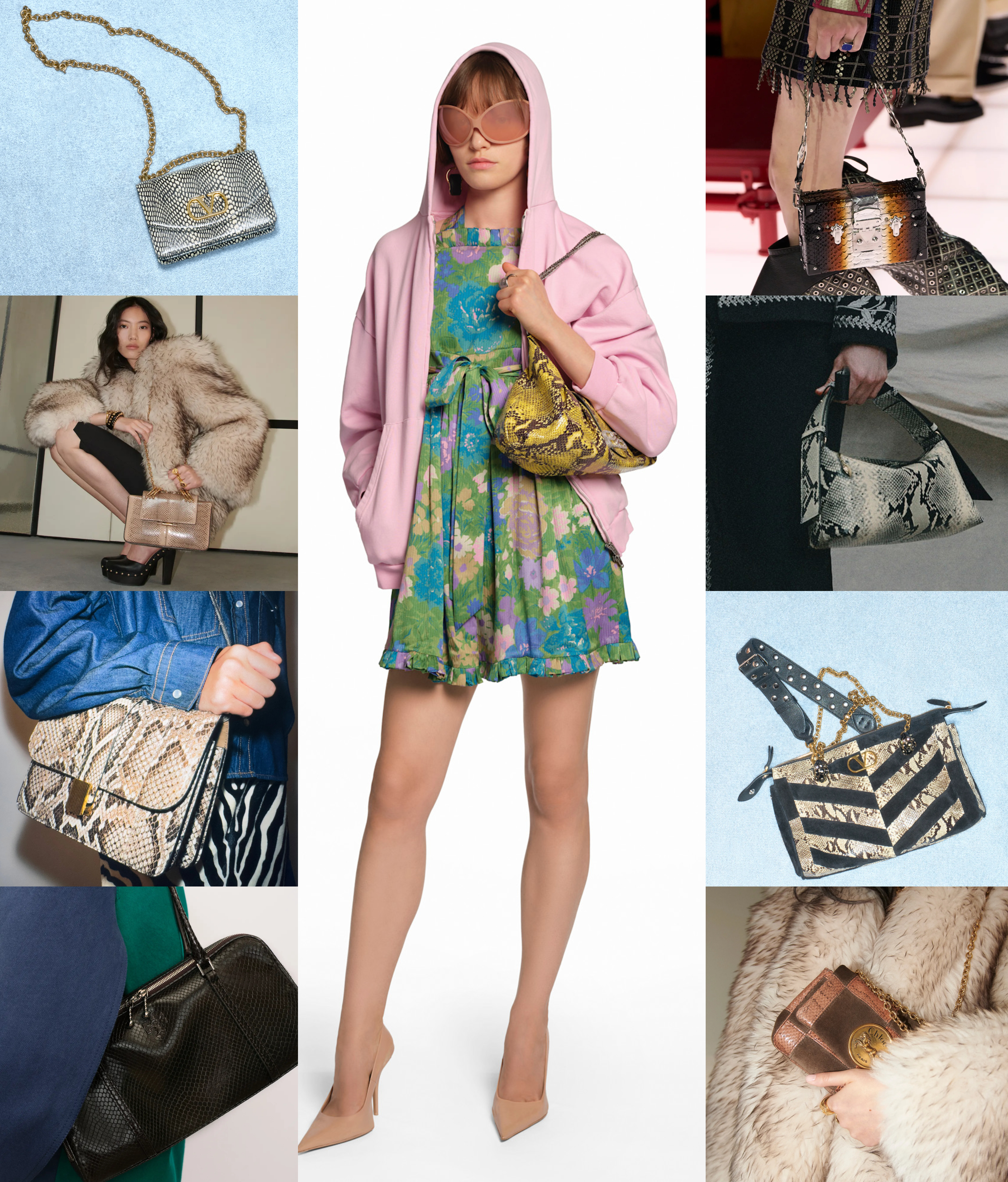 winter 2026 bag trend snakeskin at Valentino, Chlo&amp;eacute;, Khaite, Tory Burch, Balenciaga, Louis Vuitton, Erdem Resort 2026