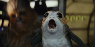 Porg on the Millennium Falcon in Star Wars: The Last Jedi