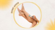 woman shaving legs