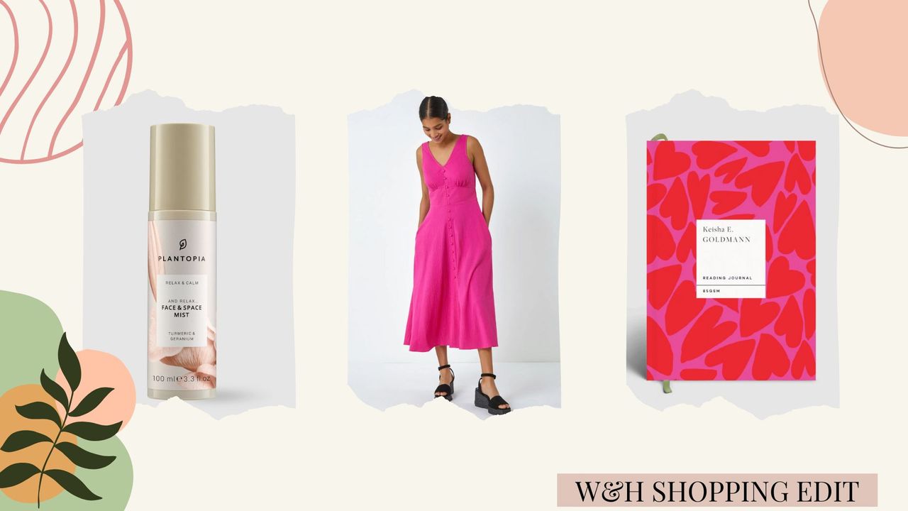 Three picks from w&amp;h&#039;s shopping edit in April, on a cream background with floral, green and pink graphics.