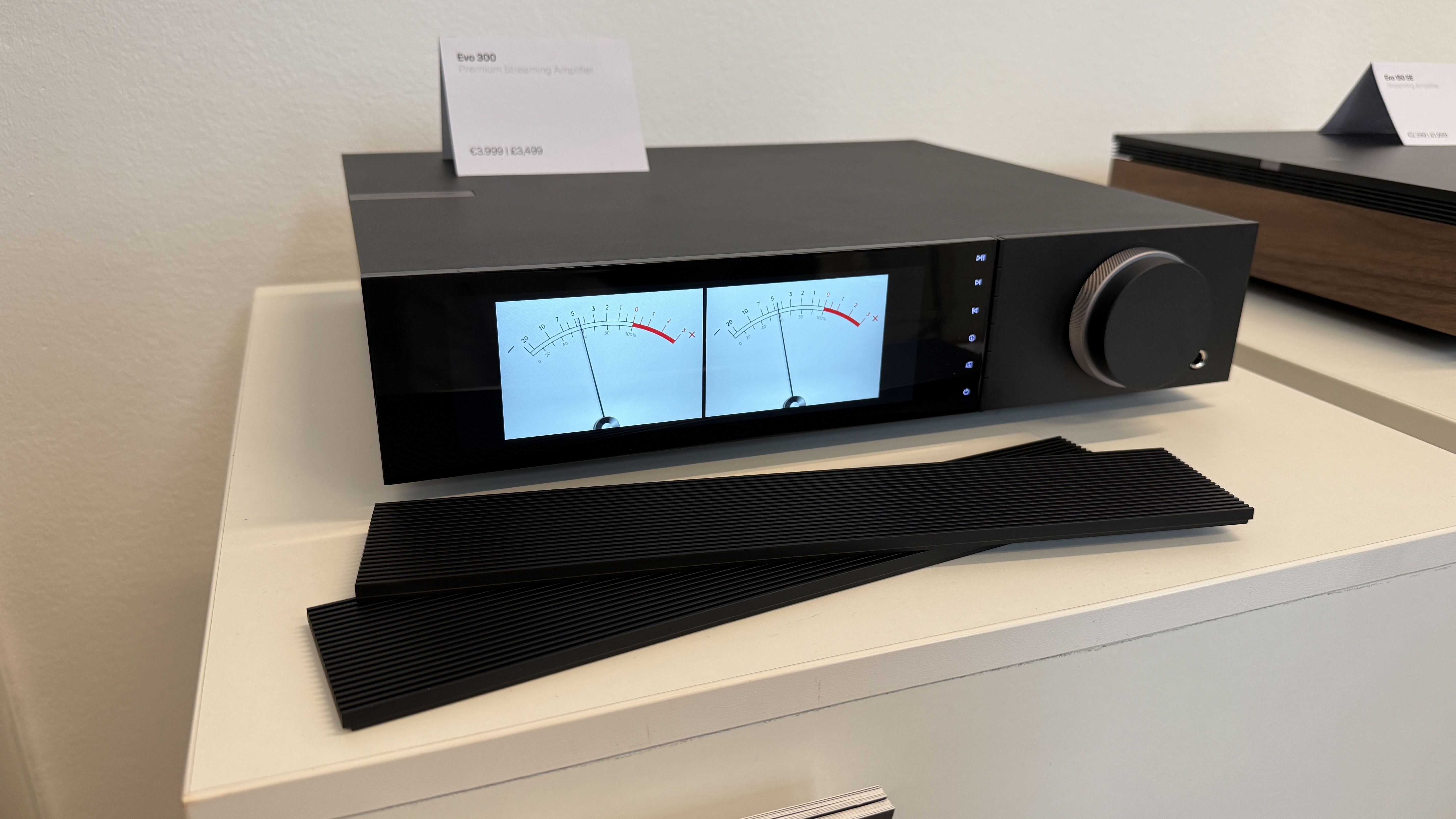 The Cambridge Evo 300 with digital VU meters showing on its display