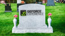 The Nvidia GeForce Experience logo on a tombstone.