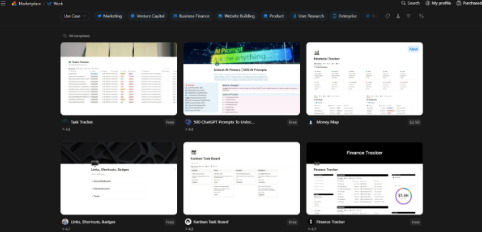 Notion AI templates