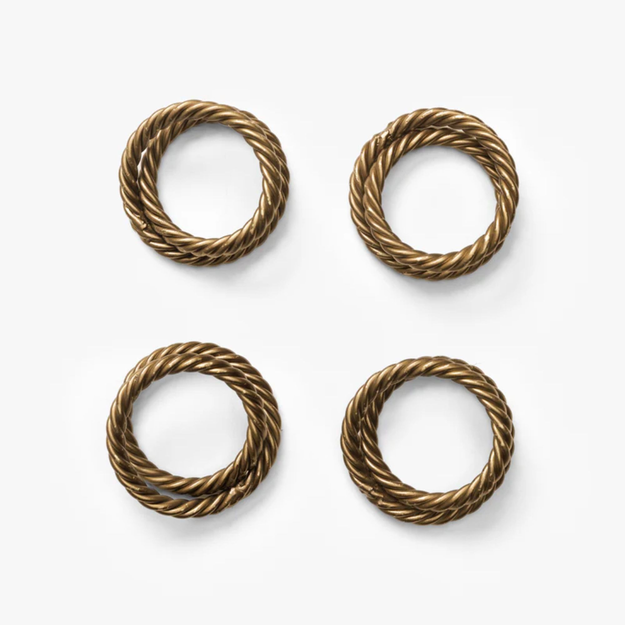Brass braided napkin rings