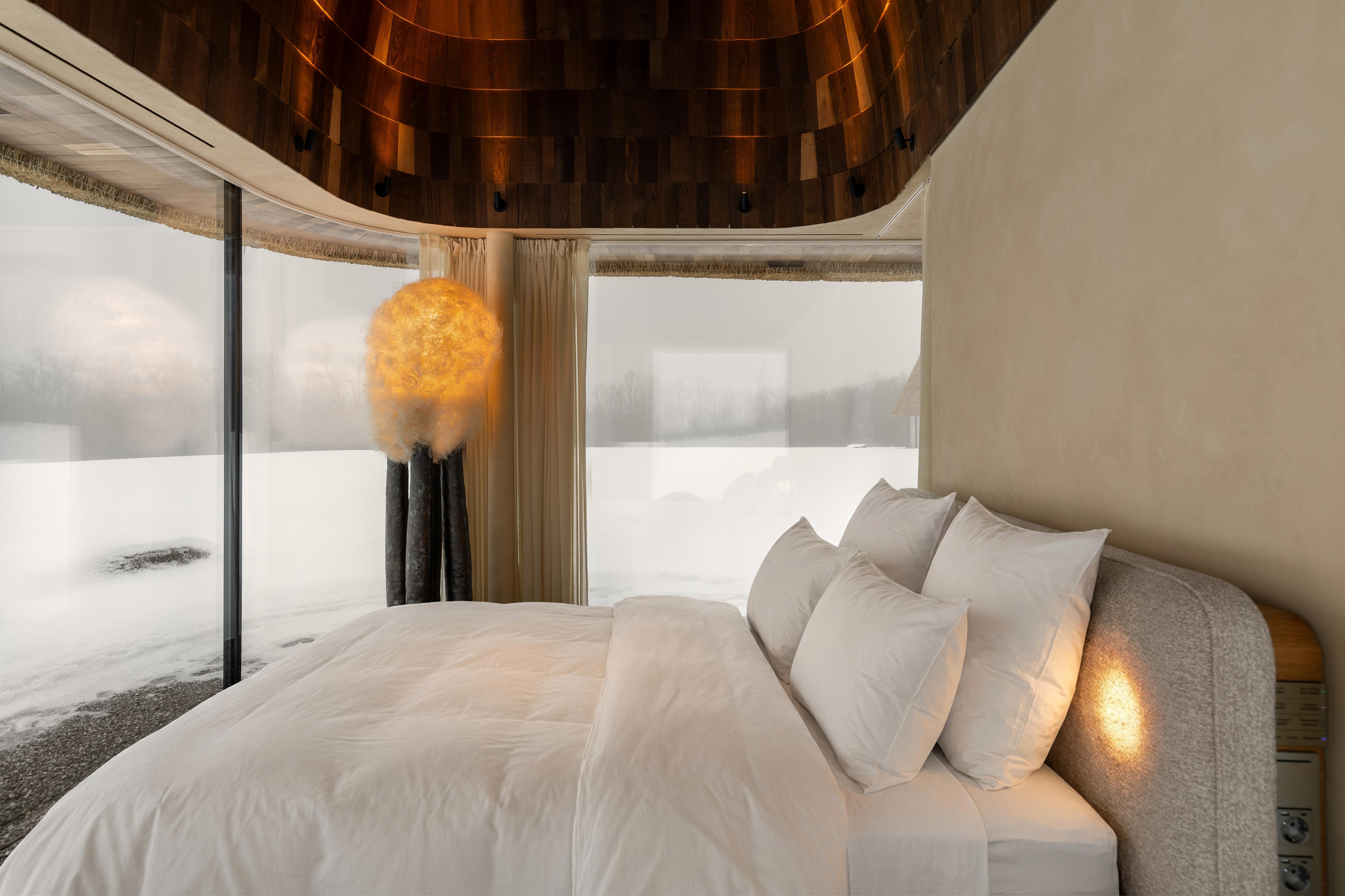 The bedroom in one of the guesthouses