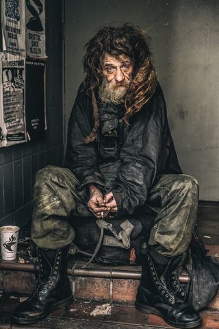 Homeless man street photography