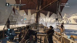 Shay's ship The Morrigan uses a reinforced ram to cleave through sheets of ice in Assassin's Creed Rogue Remastered