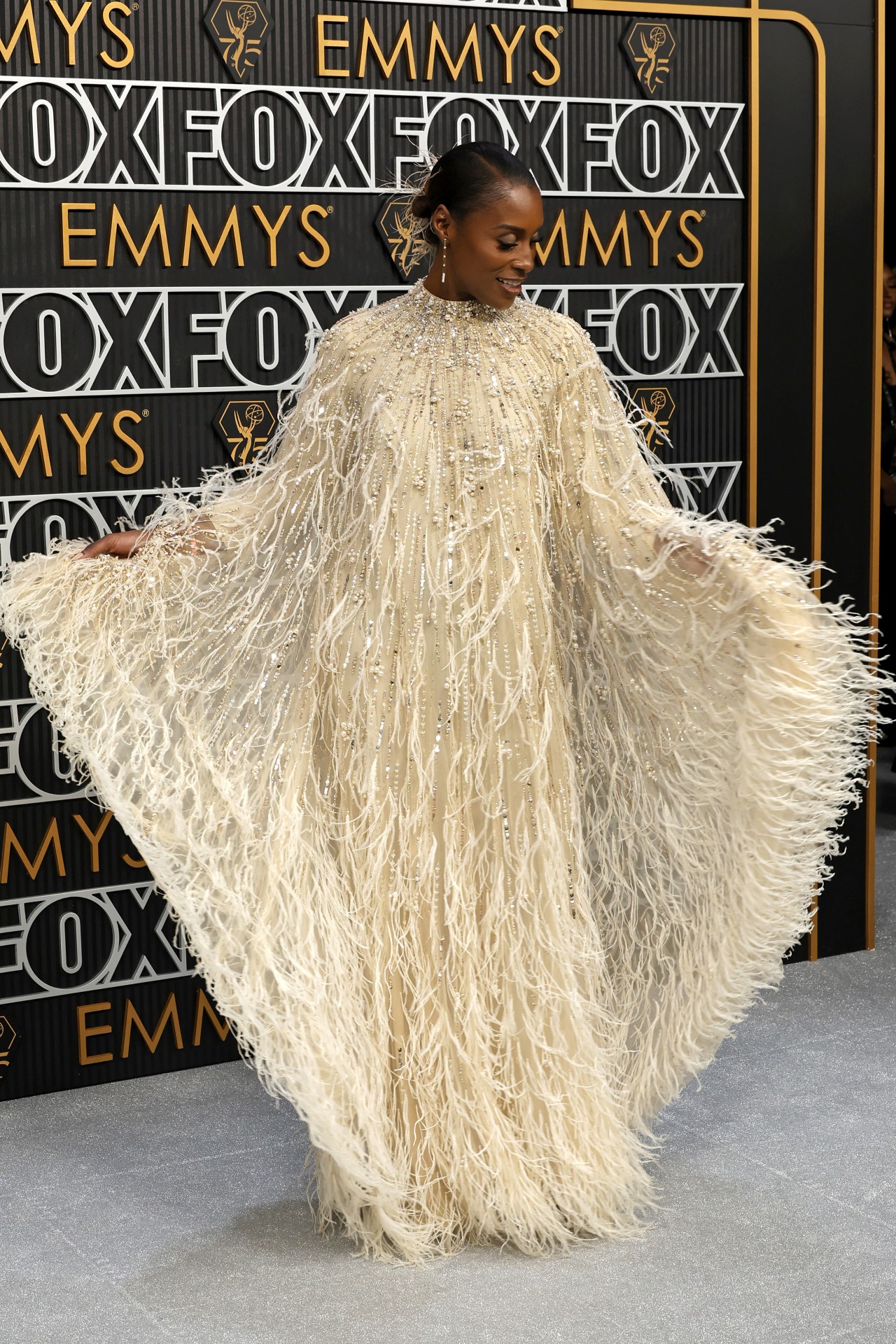 Issa Rae attends the 75th Primetime Emmy Awards at Peacock Theater on January 15, 2024 in Los Angeles, California.