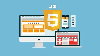 Desktop, mobile and laptop platforms with the JavaScript logo