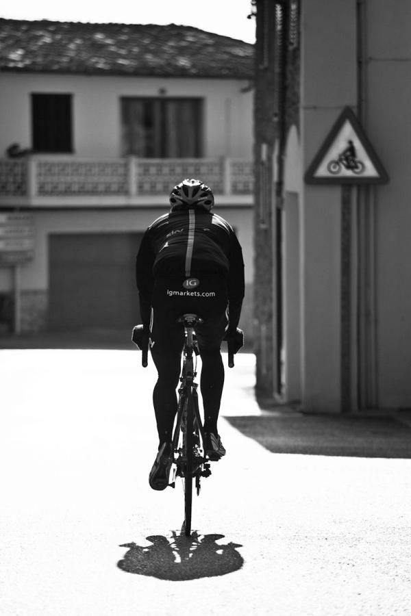 Ben Swift (Team Sky) cuts a solitary figure on the streets of Mallorca