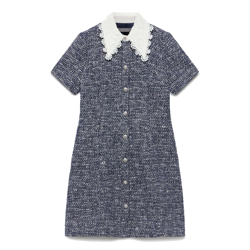 blue boucle dress, Mint Velvet